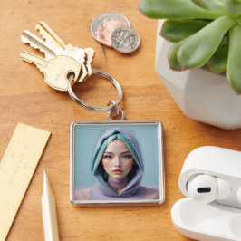 Faceted Sand Art Woman Sleutelhanger