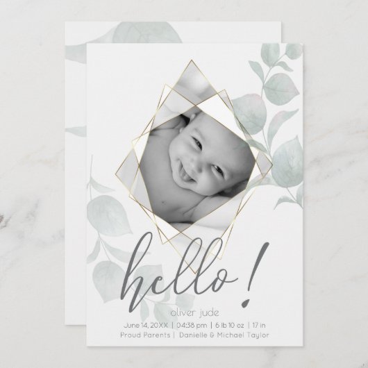 Facetfoto Lijst Eucalyptus verlaat Alabaster Kaart (Voorkant / Achterkant)