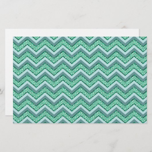 Facetvormig patroon van smaragdgroene chevron briefpapier (Voorkant / Achterkant)