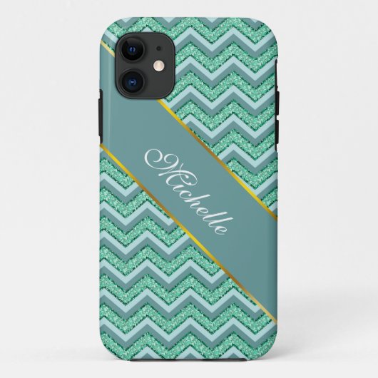 Facetvormig patroon van smaragdgroene chevron Case-Mate iPhone case (Achterkant)