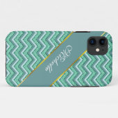 Facetvormig patroon van smaragdgroene chevron Case-Mate iPhone case (Achterkant (horizontaal))
