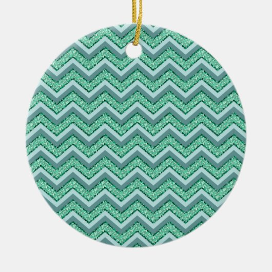 Facetvormig patroon van smaragdgroene chevron keramisch ornament (Voorkant)