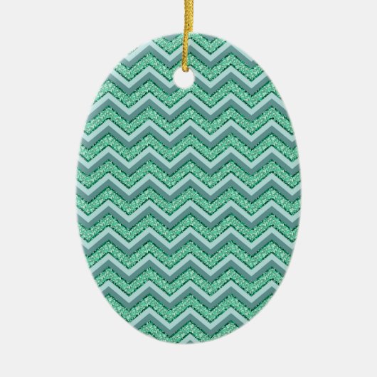 Facetvormig patroon van smaragdgroene chevron keramisch ornament (Voorkant)