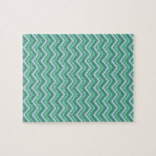Facetvormig patroon van smaragdgroene chevron legpuzzel