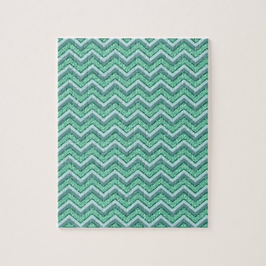 Facetvormig patroon van smaragdgroene chevron legpuzzel (Verticaal)
