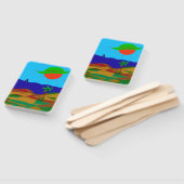 Fächer mit Sonne, Strand und Palme. Handwaaier (Niet-gemonteerd)