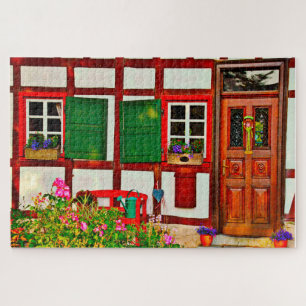 Fachwerkhaus House Duitsland. Jigzaag Puzzle Legpuzzel