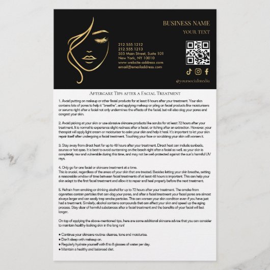 FACIAL TREATMENTS Aftercare flyer (Voorkant)