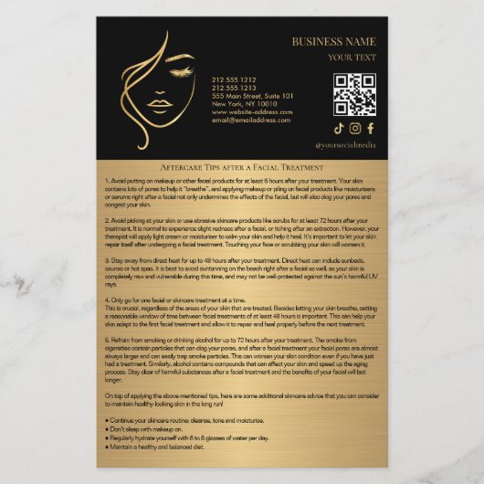 FACIAL TREATMENTS Aftercare flyer (Voorkant)