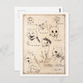 Faciale expressies van verschillende katten, Louis Briefkaart (Voorkant / Achterkant)