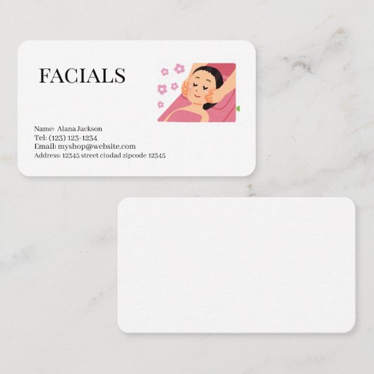 Facials Services bewerkbaar visitekaartje (Voorkant / Achterkant)