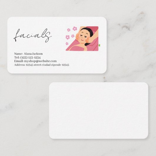 Facials Services bewerkbaar visitekaartje (Voorkant / Achterkant)
