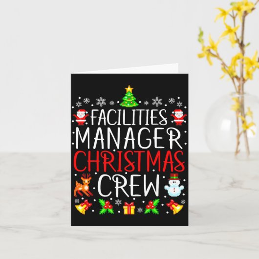 Facilities Manager Christmas Crew Matching Xmas  Kaart (Gele Bloem)