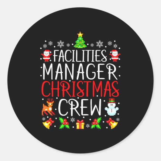 Facilities Manager Christmas Crew Matching Xmas  Ronde Sticker (Voorkant)