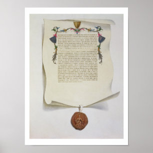 Facsimile editie van de Magna Carta, eerste publis Poster