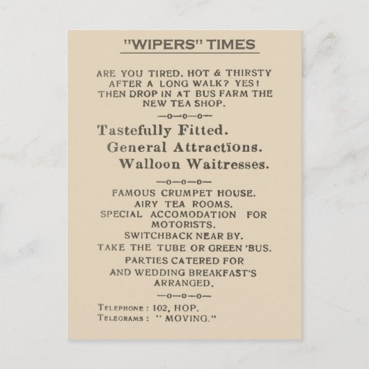 Facsimile Extract van de Wipers Times 1916 Briefkaart (Voorkant)