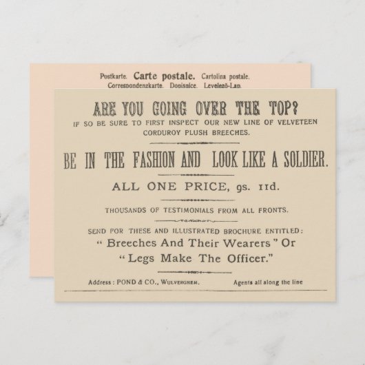 Facsimile Extract van de Wipers Times 1916 Briefkaart (Voorkant / Achterkant)