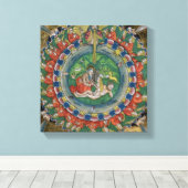 Facsimile kopie van Genesis 2:22 God creëerde Eve, Canvas Afdruk (Insitu (Houten vloer))