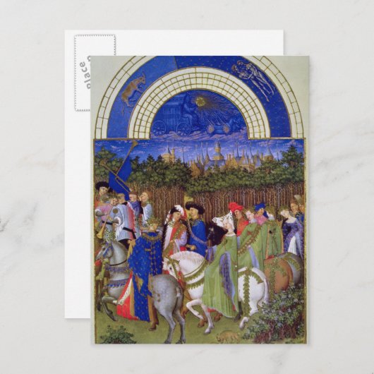 Facsimile of May: Courtly Figures on Horseback Briefkaart (Voorkant / Achterkant)