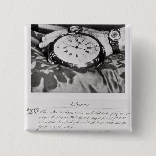 Facsimile van de Pocket Chronometer Vierkante Button 5,1 Cm (Voorkant)