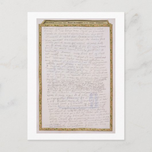 Facsimile van een brief van Elizabeth I aan Franco Briefkaart (Voorkant)
