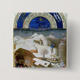 Facsimile van februari vierkante button 5,1 cm