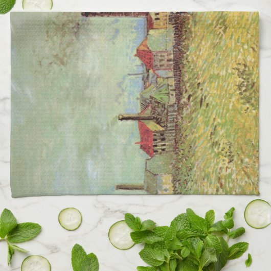 Factories in Asnieres door Vincent van Gogh Theedoek (Gevouwen)