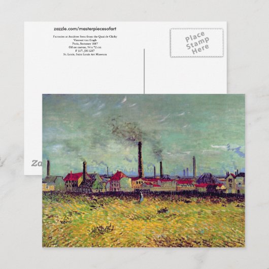 Factories in Asnières, Vincent van Gogh Briefkaart (Voorkant / Achterkant)