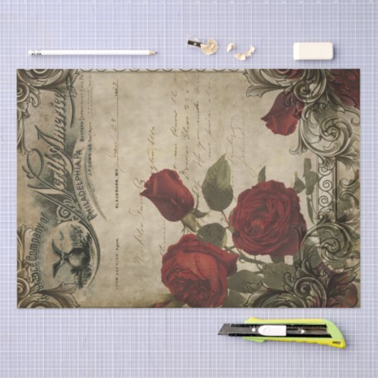 factuur en Roos Shabby Chic Decoupage Tissuepapier (Craft)