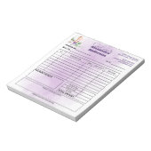 Factuur Pastry Chef Paarse Bloemen Waterverf Notitieblok (Linkerzijde)