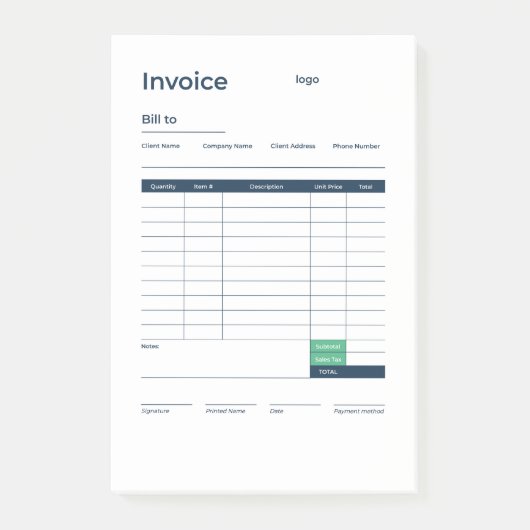 factuur post-it® notes (Voorkant)