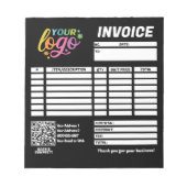 Factuur QR Code Logo Modern Zwart Wit Regenboog Notitieblok (Voorkant)