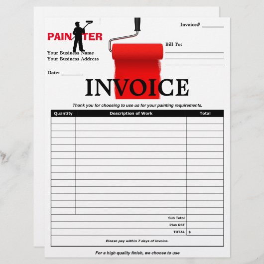 FACTUUR VOOR PAINTER (Voorkant / Achterkant)