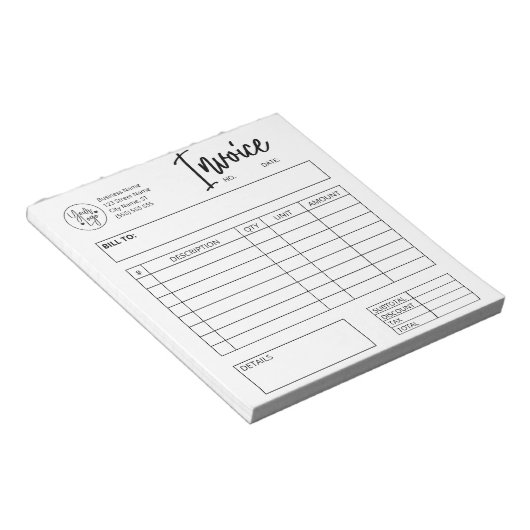 Factuurbestelformulier Aangepaste Logo Notitieblok (Schuin)