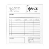 Factuurbestelformulier Aangepaste Logo Notitieblok (Voorkant)