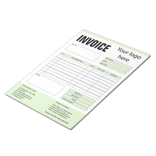 Factuurformulier Bedrijfstabel Voeg Logo-blocnote Notitieblok (Schuin)