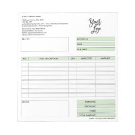 Factuurformulier Bedrijfstabel Voeg Logo-blocnote  Notitieblok