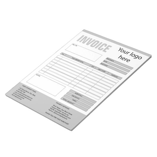 Factuurformulier Bedrijfstabel Voeg Logo-blocnote  Notitieblok (Schuin)