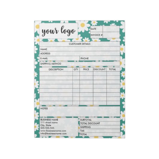 Factuurformulier voor zakelijke verkoop, Logo toev Notitieblok (Linkerzijde)