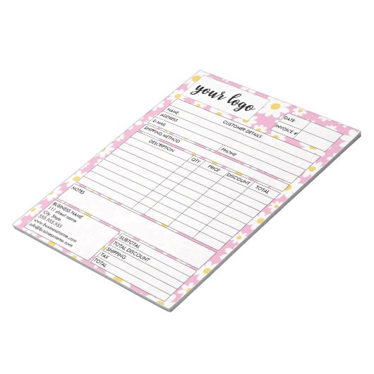 Factuurformulier voor zakelijke verkoop, Logo toev Notitieblok (Schuin)