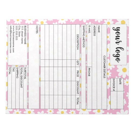 Factuurformulier voor zakelijke verkoop, Logo toev Notitieblok (Voorkant)