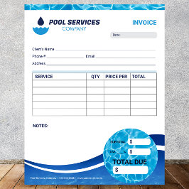Factuurformulier voor zwembaddiensten notitieblok