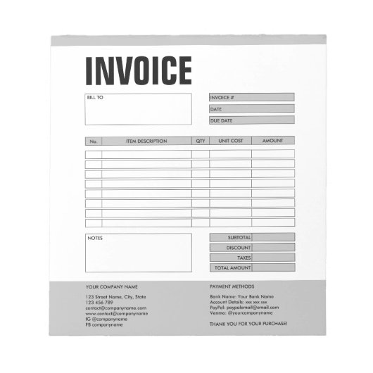 Factuurformulier Zakelijke Offerte Logo toevoegen  Notitieblok (Voorkant)