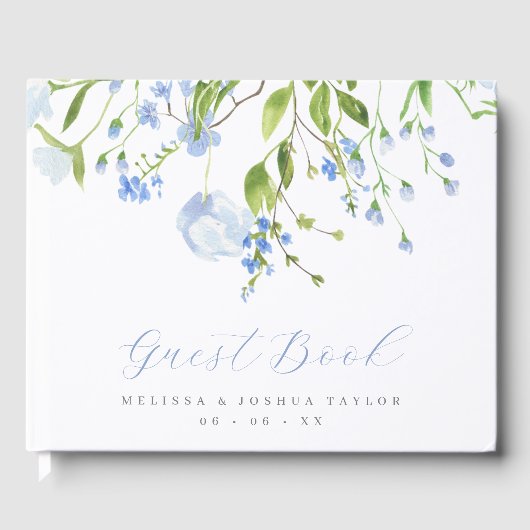 Factuurig blauw, wild bloemen gastenboek (Voorkant)