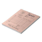 Factuurverkoop ontvangen Business Logo Blush Pink Notitieblok (Linkerzijde)