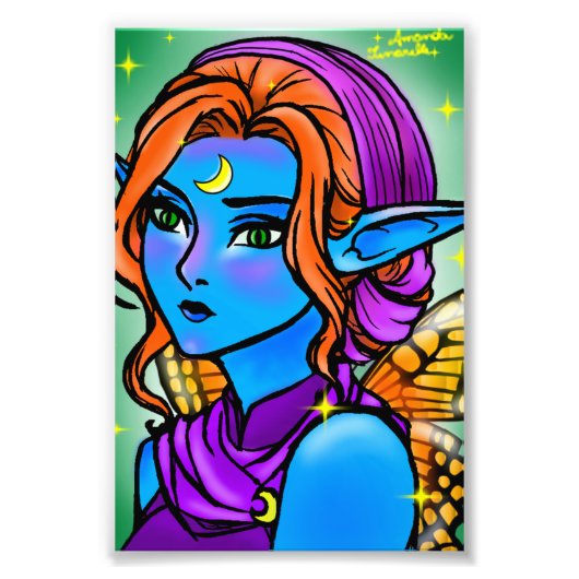 Fada azul elfa foto afdruk (Voorkant)