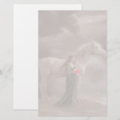 Fade Lite Afbeelding Nostalgic Antiek Lady & Horse Briefpapier (Voorkant / Achterkant)