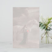 Fade Lite Afbeelding Nostalgic Antiek Lady & Horse Briefpapier (Staand voorkant)