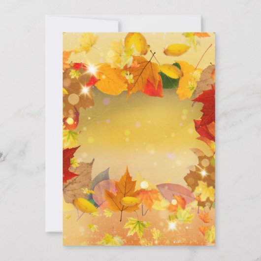 Faded Autumn Leaves Border Thanksgiving Diner Kaart (Achterkant)