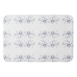 Faded Blue and White Floral Pattern Badmat